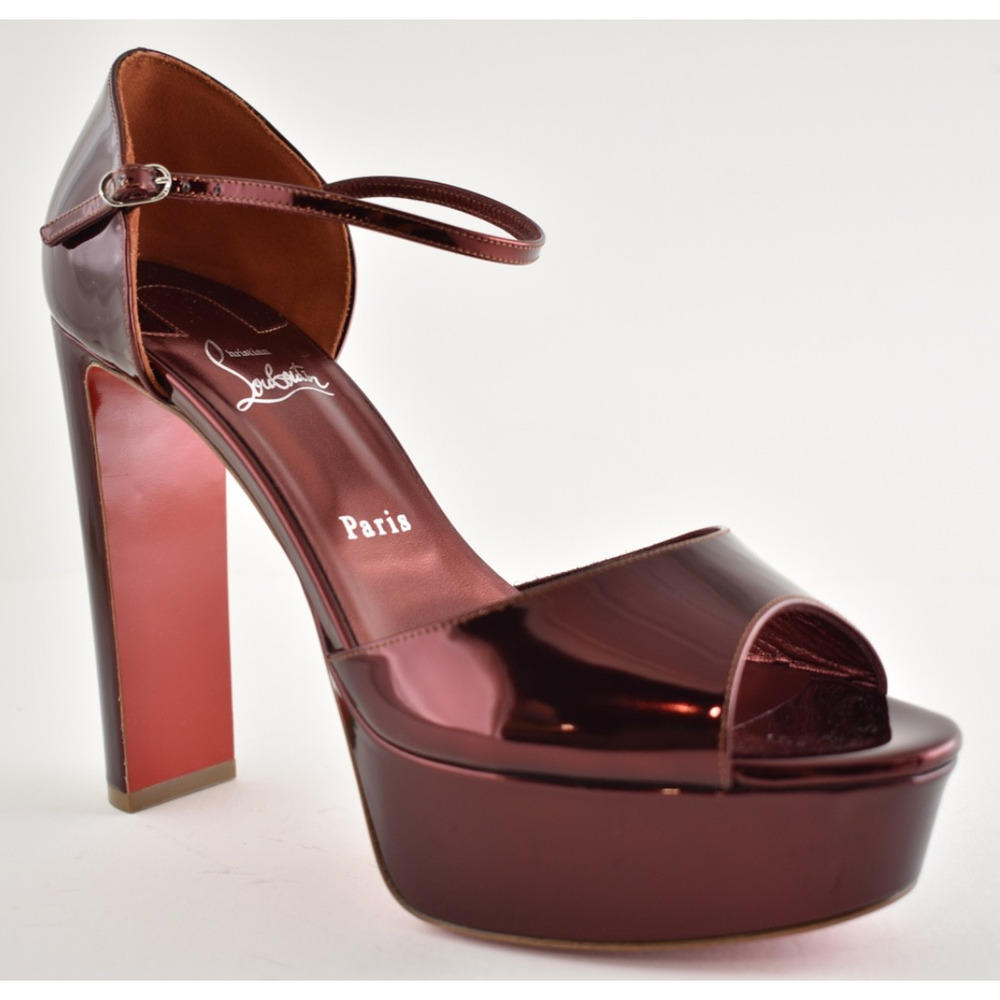 Christian Louboutin Sandaloo 130 Palio Red Platform Block Heel Sandal Pump 40 - Picture 5 of 16